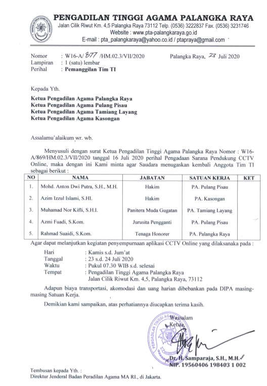 surat PTA cctv